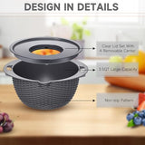 4-1 Colander with Lid Set - Rotatable Strainer With Bowl(Patented), Pasta Strainer with New Upgraded Graters, Strainer And Colanders, Fruit Cleaner, Veggie Wash, Apartment Kitchen Gadgets - Grey