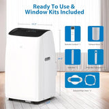 14000Btu Portable Air Conditioners,4 In 1 Air Cooler, Heater,Fan & Dehumidifier, Quiet Portable AC Unit Cools Rooms Up to 750 Sq. Ft, 24 Hrs Timer,LED Display,Remote Control, Window Kit