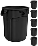Rubbermaid Commercial Products BRUTE Heavy-Duty Trash/Garbage Can, 10-Gallon, Black, Pack of 6