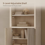 Book Shelf 82" Tall Arched Cabinet Bookcase with Doors 5 Tier Book Shelves with Storage Large Bookshelves Wide Bookshelf