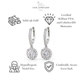 14k Gold GRA Moissanite & IGI Lab Grown Diamond Earrings