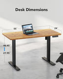 HUANUO Electric Standing Desk, 55" x 24" Height Adjustable Desk, 4 Memory Height Settings, Rustic Brown