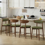 Wooden Bar Stools Set of 4, 24.8” Counter Height Stools with Rubberwood Legs & Ergonomic Backrest