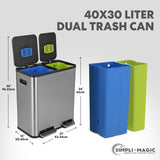 Compartment Step Trash Can – Kitchen Garbage Can with Waste & Recycling Bins – Slow-Close Lid, Odor Control, Hands-Free
