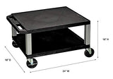 Luxor WT16-N 16"H AV Cart - Two Shelves - Nickel Legs, Multipurpose Storage for Video Projector, TV
