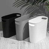 rejomiik Small Trash Can, 3.5 Gallon Slim Garbage Can Plastic Waste Basket with Handles Container Bin, Black