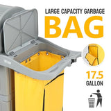 Janitorial Cart on Wheels, 3 Shelf Commercial Cleaning Cart with Key Locking-Cabinet