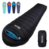 QEZER Down Mummy Sleeping Bag for Adults, 18°F to -11°F Cold Weather Winter Lightweight Compact for Camping Backpacking Hiking, Snow Camping Sleeping Bag with 600 Fill Power Down