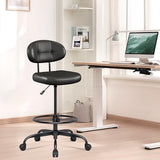 Misolant Drafting Chair Without Arms, Tall Office Chair with Footrest Ring for Standing Desk, Small Faux Leather Executive Office Chair, Black