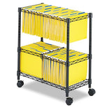 Scranton & Co Two-Tier Mobile Metal File Cart, Black Finish