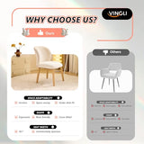 VINGLI Chenille Curved-Back Armless No Wheels Vanity Chair for Girls