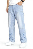 GINGTTO Mens Jeans Baggy Fit Casual Denim Light Blue 34W30L