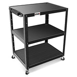 3-Layer Utility Steel AV Cart with Wheels Power Strip, 35" x 25" x 24"-42" Height Adjustable Rolling Projector Cart