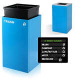 Commercial Indoor Recycle Bin with Lid - 29 Gallon Blue Recycle Bin Recycle Trash Can Office Recycling Bins