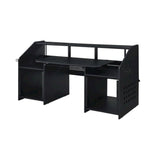 Bison office Industrial-Style Metal Wood Veneer Music Studio Desk, Music Production Workstation Study Writing Home Office Computer Desk, Black