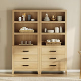 WAMPAT 74" Tall BookBookshelf, Large Farmhouse Bookcase with 3 Drawers