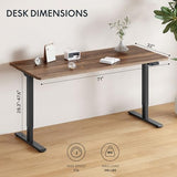 Large Dual Motor Electric Standing Desk, Black Walnut - 198 LBS Heavy-Duty Capacity