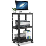 Auto Dynasty Height Adjustable AV Presentation Cart with Power Strip, Rolling Storage AV Carts for Video Projector