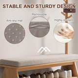 YQJJGL Coat Rack with Shoe Storage,Shoe Rack whit 8 Hook for Offices、Bedroom、Living Room,Small Shoe Bench,Natural