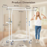 YGleeao Heavy Duty Clothes Rack for Hanging Clothing: 800LBS Rolling Coat Racks Poartable Garment with Wheels Shelves Freestanding Sturdy Metal Adjustable