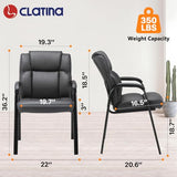 Leather Guest Chair with Padded Arm Rest for Reception Meeting Conference and Waiting Room