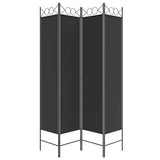 Zexlorith 4-Panel Room Divider, Folding Fabric Privacy Screen, Black