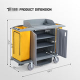 Multifunctional Locking Hotel Cart, Commercial Traditional Cleaning Janitorial Room Service Housekeeping Cart