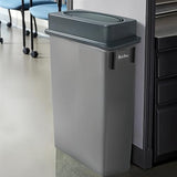 23 Gallon Slim Trash Can with Swing Lid Commercial Gray Rectangular Garbage Can with Drop Shot Lid Waste Bin