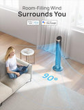 DREO 40'' WiFi Tower Fan, 26ft/s High-Speed Cooling, Quiet Floor Fan with Remote, 90° Oscillating Fan, 4 Modes, 12H Timer, Touch Control, Standing Cooling Fan for Bedroom, Home, Office Room, Gold