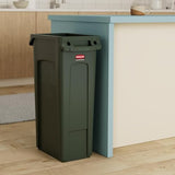 Rubbermaid Commercial Products Slim Jim Trash/Garbage Can with Venting Channels, 23-Gallon, Green