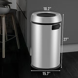 Heavy Duty Stainless Steel Kitchen Trash Can 65L/17 Gallon – Open Top, Commercial Grade Waste Bin
