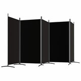 Black 5-Panel Room Divider 170.5x70.9 Inches Fabric Screen
