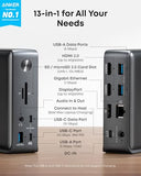 Anker Laptop Docking Station, 13-in-1 USB-C Docking Station, Triple Display with 2xHDMI and 1xDP, 10 Gbps USB-C and 5 Gbps USB-A Data