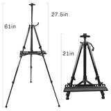 Easel Stand for Painting and Sign - Aluminum Metal Artist Tripod Adjustable Easels for Display Height from 21 to 61Inches
