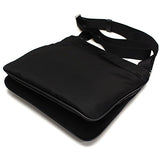 Prada Midnight Black Tessuto Nylon & Saffian Leather Designer Crossbody Messenger Travel Bag
