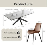ZckyCine Dining Table Set for 6, Modern 78'' Wood Dining Table