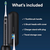AURAGLOW Sonic Electric Toothbrush for Adults – Rechargeable, 40,000 VPM, 5 Modes, Removes 10x More Plaque, IPX7 Waterproof, 2 Brush Heads & Travel Case