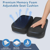 Adjustable Seat Cushion, Memory Foam Office Chair Cushion, Car Seat Cushion, Foldable Travel Cushion for Tailbone Pain, Sciatica Pain Relief (Small)