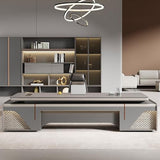 LSIGHTUS Luxury 94 Inch L-Shaped Executive Desk with Lateral File Cabinet
