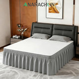ANARACHON Twin Bed Skirt, Elastic Wrap Around Bed Skirt Twin Size, Bed Skirts for Adjustable Bed, Easy Fit with 18" Drop Length Tailored Drop Dust Ruffle (Drey)