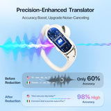 AI Translation Earbuds Real-Time: 166 Languages Audifonos Traductores Inglés Español, 60 Hours Battery - Seamless Translator Headphones, Off-White
