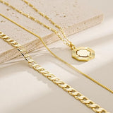 YOIHUR Layered Gold Necklaces for Women,14K Gold Plated Cuban Chain Trendy Layering Hexagonal Pendant Choker Necklace Set Jewelry for Women