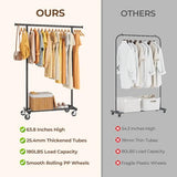 HYSEYY Clothes Rack, Clothing Rack for Hanging Clothes, Rolling Garment Rack Sturdy Coat Rack Portable Wardrobe Rack Metal Closet Rack, Black