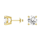 MSBLUE® Yellow 2ct DEW Round Brilliant 4-Prong Solitaire Stud Earrings for Women