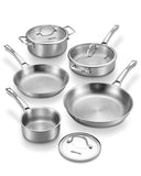 Titanium Pans for Cooking | 8 Pcs Titanium Hammered Pro frying Paella Pans with Lid