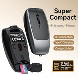 Wireless Mouse Mini Small Finger Bluetooth Mouse with TF Card Reader,Silent Pocket Portable Handheld Tiny Compact USB Travel Optical Mice for PC Laptop Computer Macbook Tablet Kids Women Men Gift