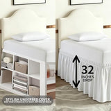 ANARACHON Dorm Bed Skirt Twin XL 32 Inch Drop, 100% Microfiber Extra Long College Dust Ruffle Bedskirt for Adjustable Beds, Elastic Wrap Around Design, White