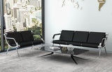 5-Seats Waiting Room Chairs - Airport Reception Chair with Arms Waiting Benches PU Leather, Office Guest Chairs
