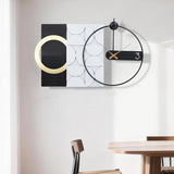 AMAATE Modern Luxury Wall Clock, Gold Metal Ring Geometric Deconstruction Art, Black Grey Silent Non-Ticking for Living Room, Office, Entryway Decor, 17.7"x29.72"