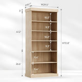 Vyre 70.8" Tall Brown Bookshelf, Farmhouse Modular Bookcase with 6-Tier